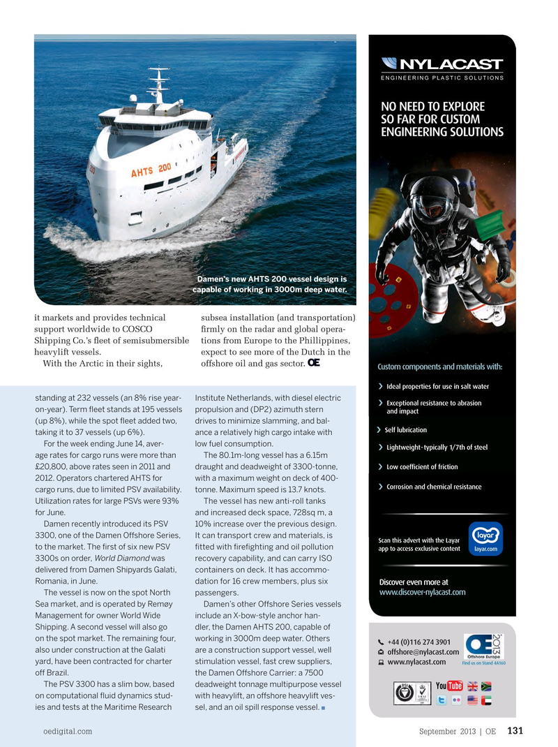 Offshore Engineer Magazine, page 129,  Sep 2013