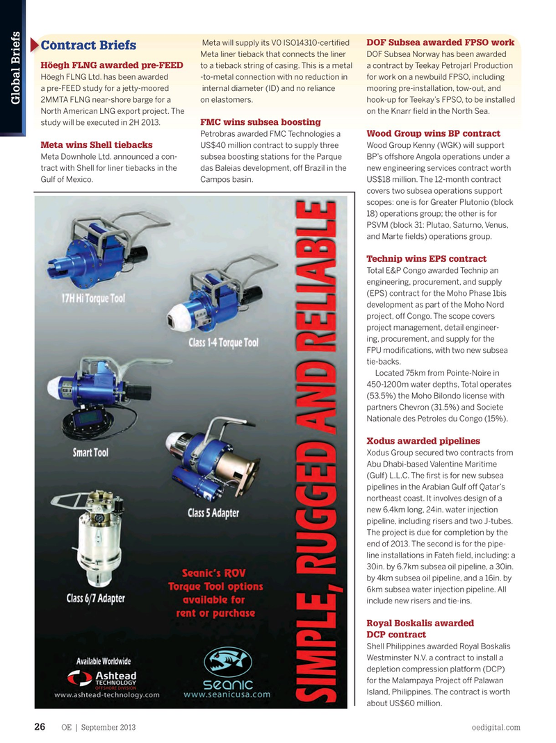 Offshore Engineer Magazine, page 24,  Sep 2013