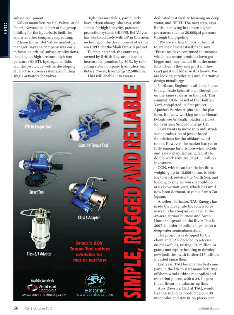 Offshore Engineer Magazine, page 54,  Oct 2013