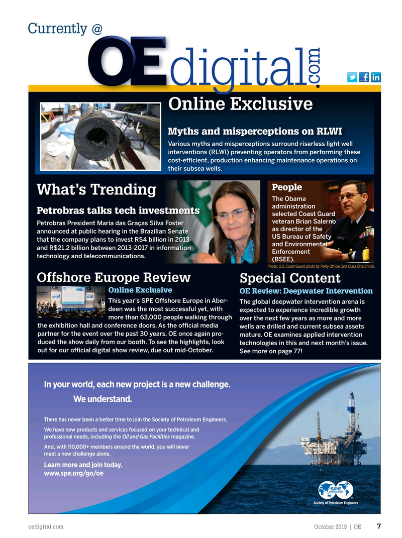 Offshore Engineer Magazine, page 5,  Oct 2013