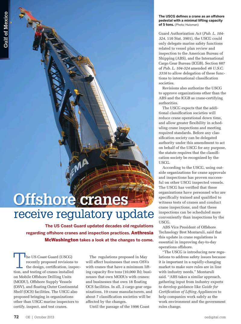 Offshore Engineer Magazine, page 70,  Oct 2013