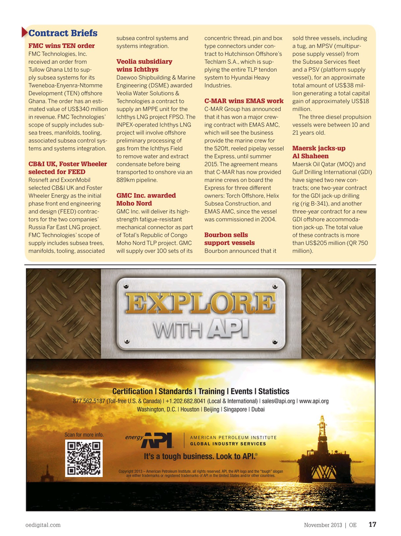 Offshore Engineer Magazine, page 15,  Nov 2013