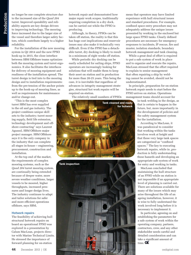 Offshore Engineer Magazine, page 42,  Dec 2013