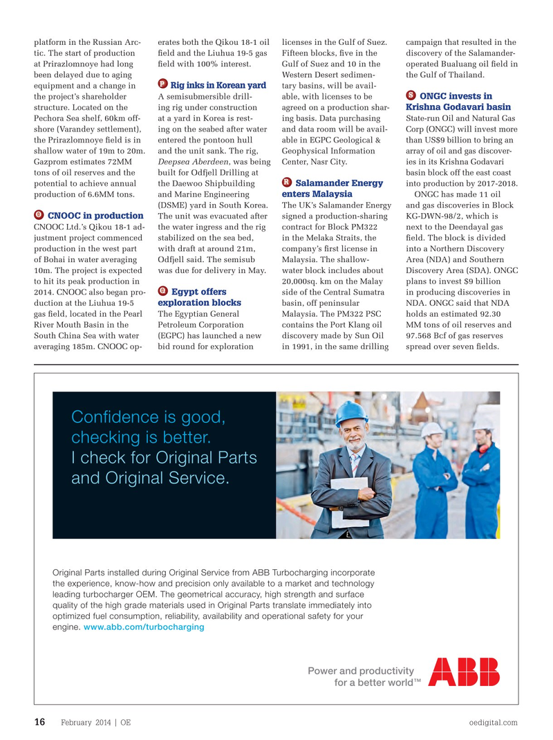 Offshore Engineer Magazine, page 14,  Feb 2014