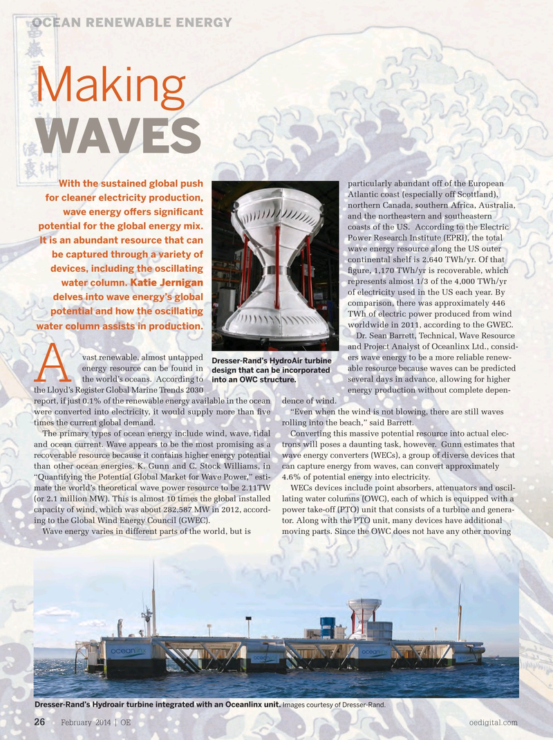 Offshore Engineer Magazine, page 24,  Feb 2014