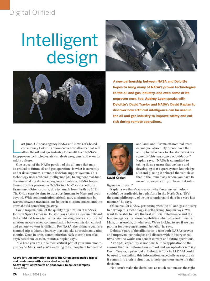 Offshore Engineer Magazine, page 24,  Mar 2014