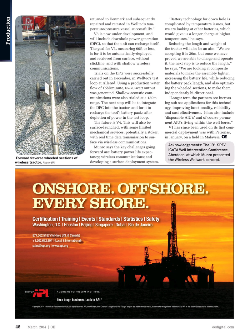 Offshore Engineer Magazine, page 44,  Mar 2014