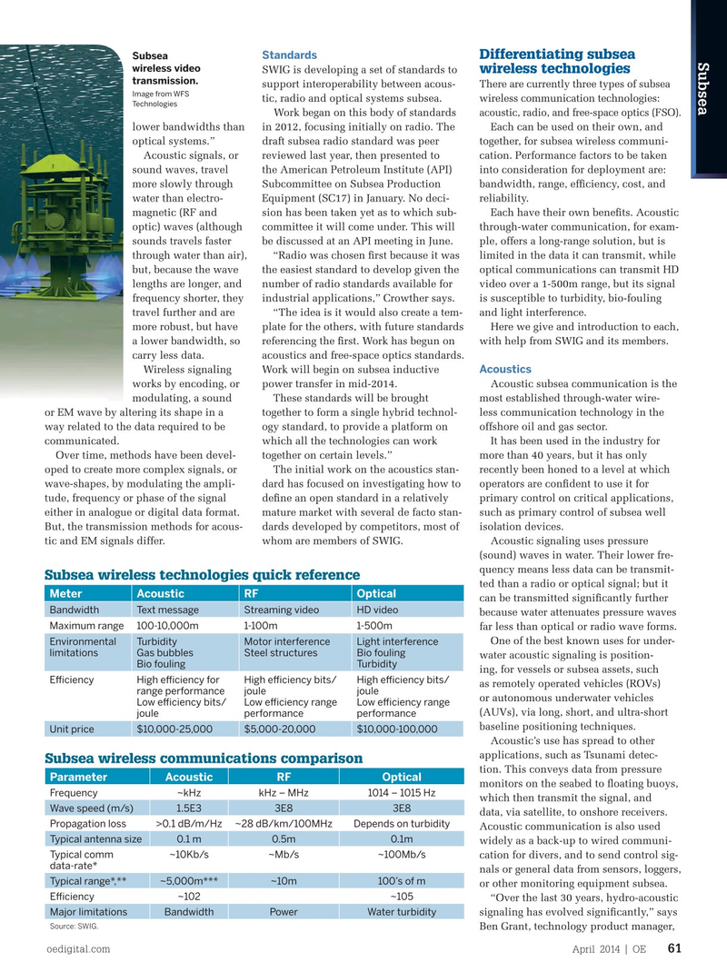 Offshore Engineer Magazine, page 59,  Apr 2014