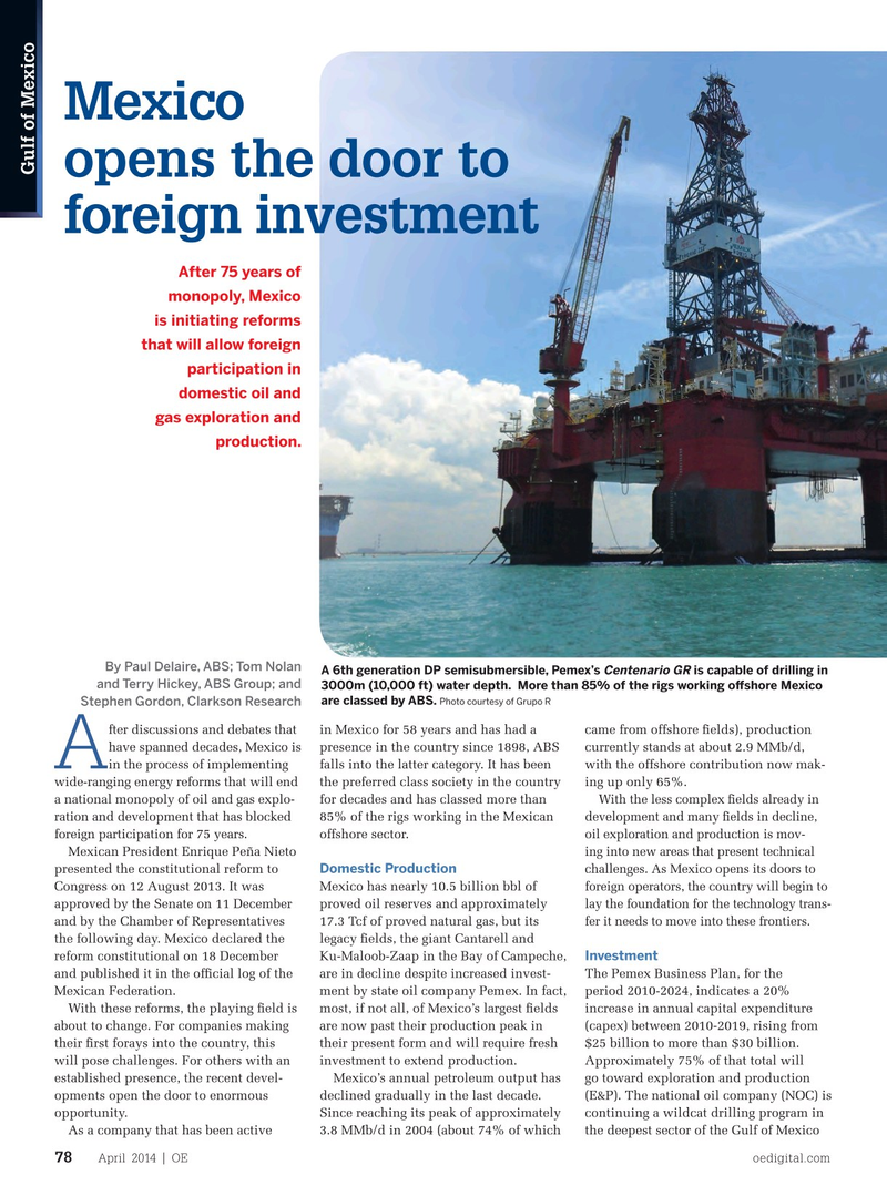 Offshore Engineer Magazine, page 76,  Apr 2014