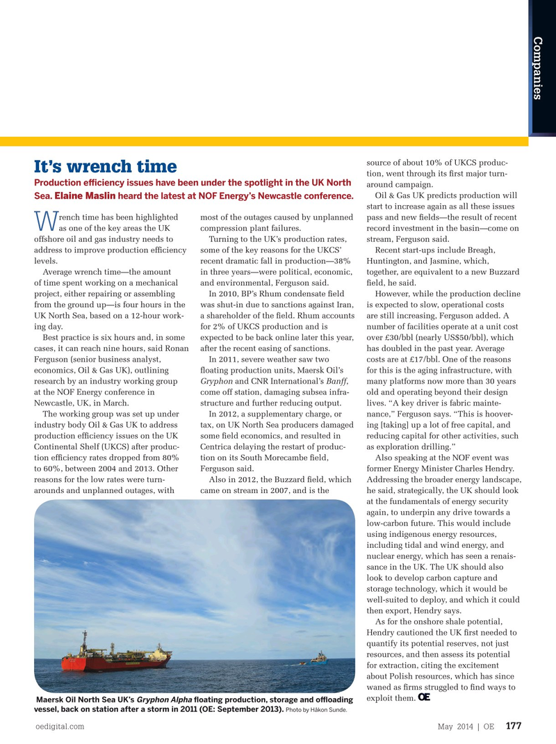 Offshore Engineer Magazine, page 175,  May 2014
