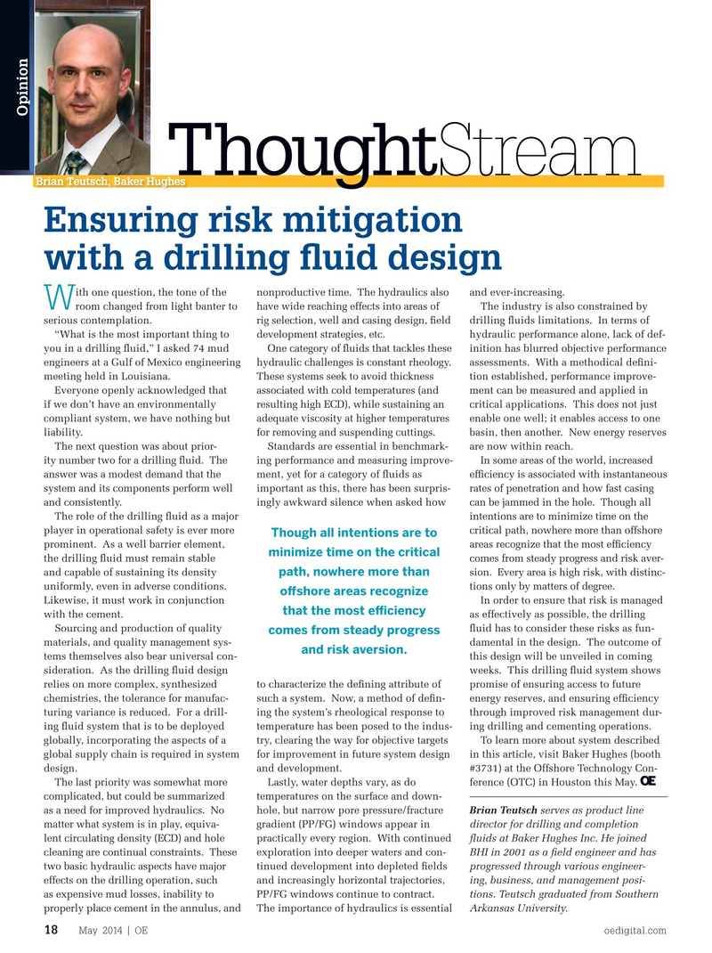 Offshore Engineer Magazine, page 16,  May 2014