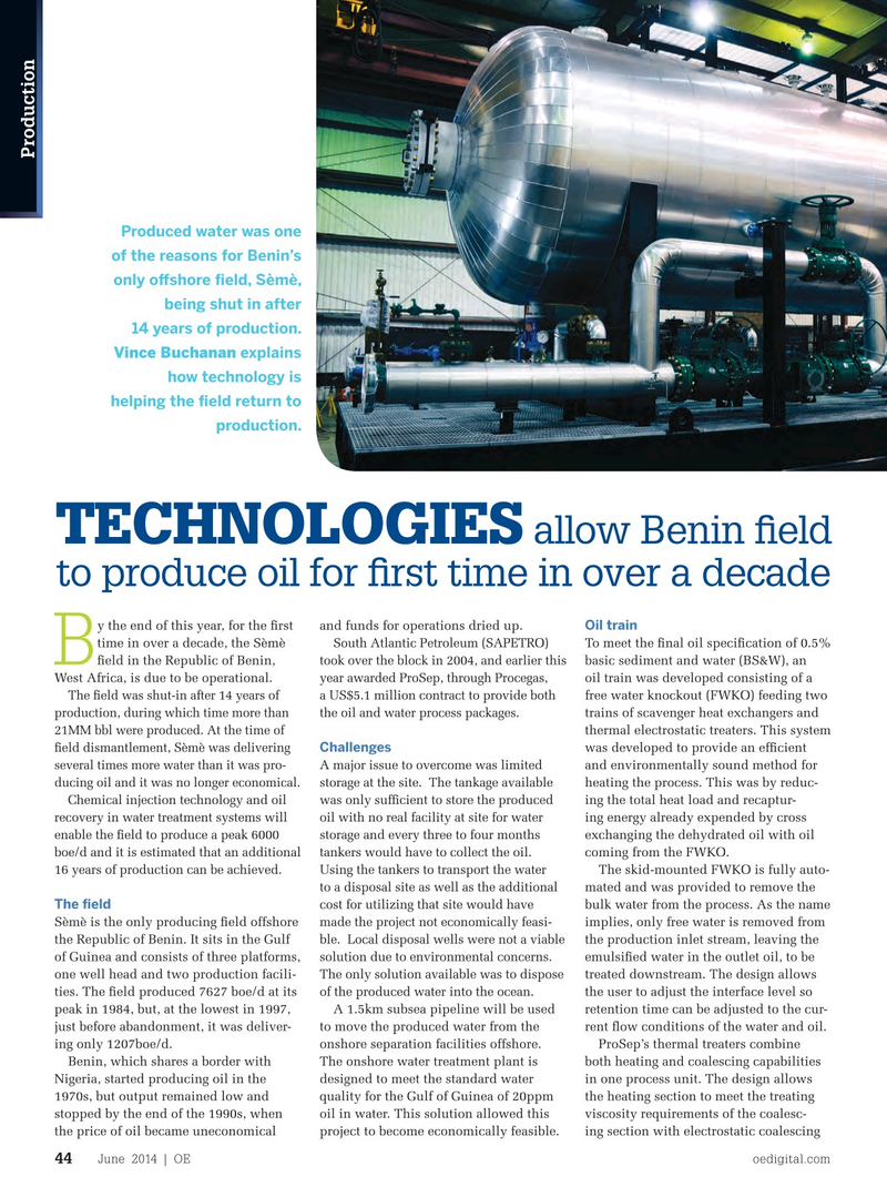 Offshore Engineer Magazine, page 42,  Jun 2014