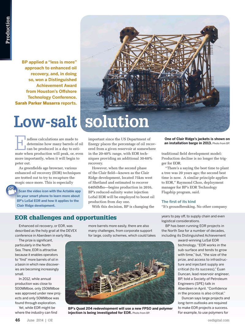 Offshore Engineer Magazine, page 44,  Jun 2014