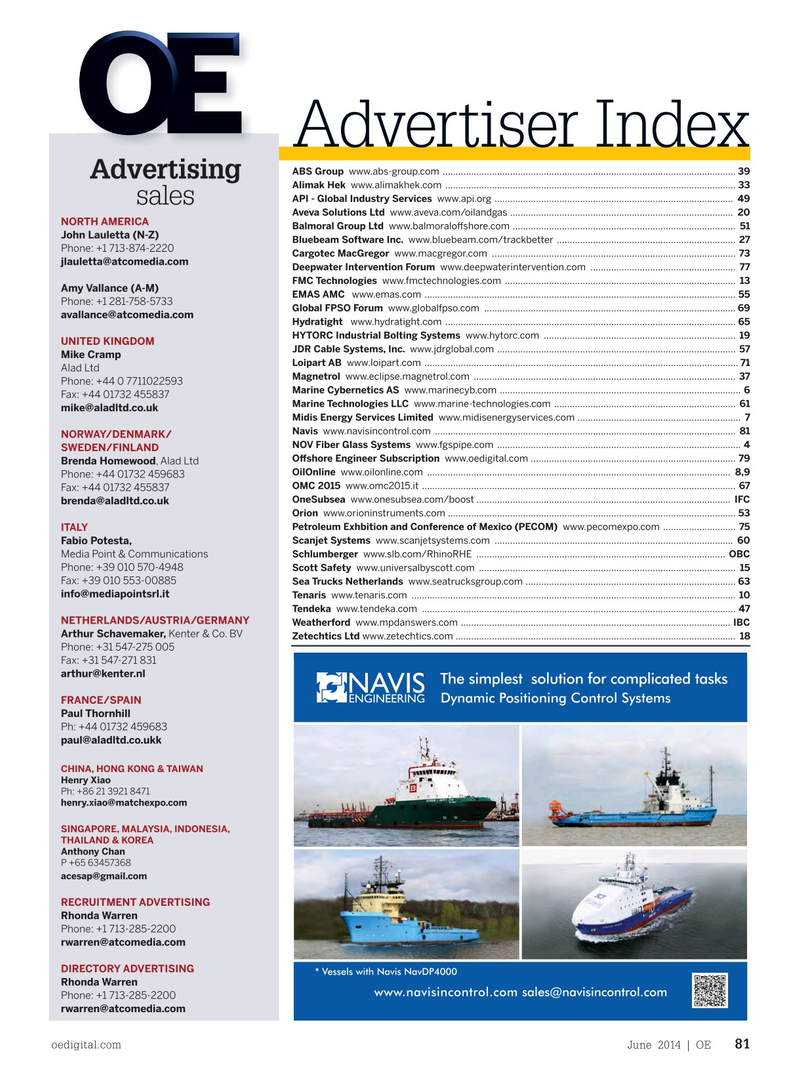 Offshore Engineer Magazine, page 79,  Jun 2014