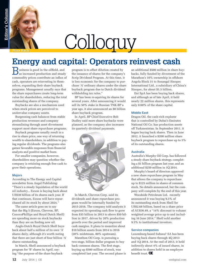Offshore Engineer Magazine, page 10,  Jul 2014