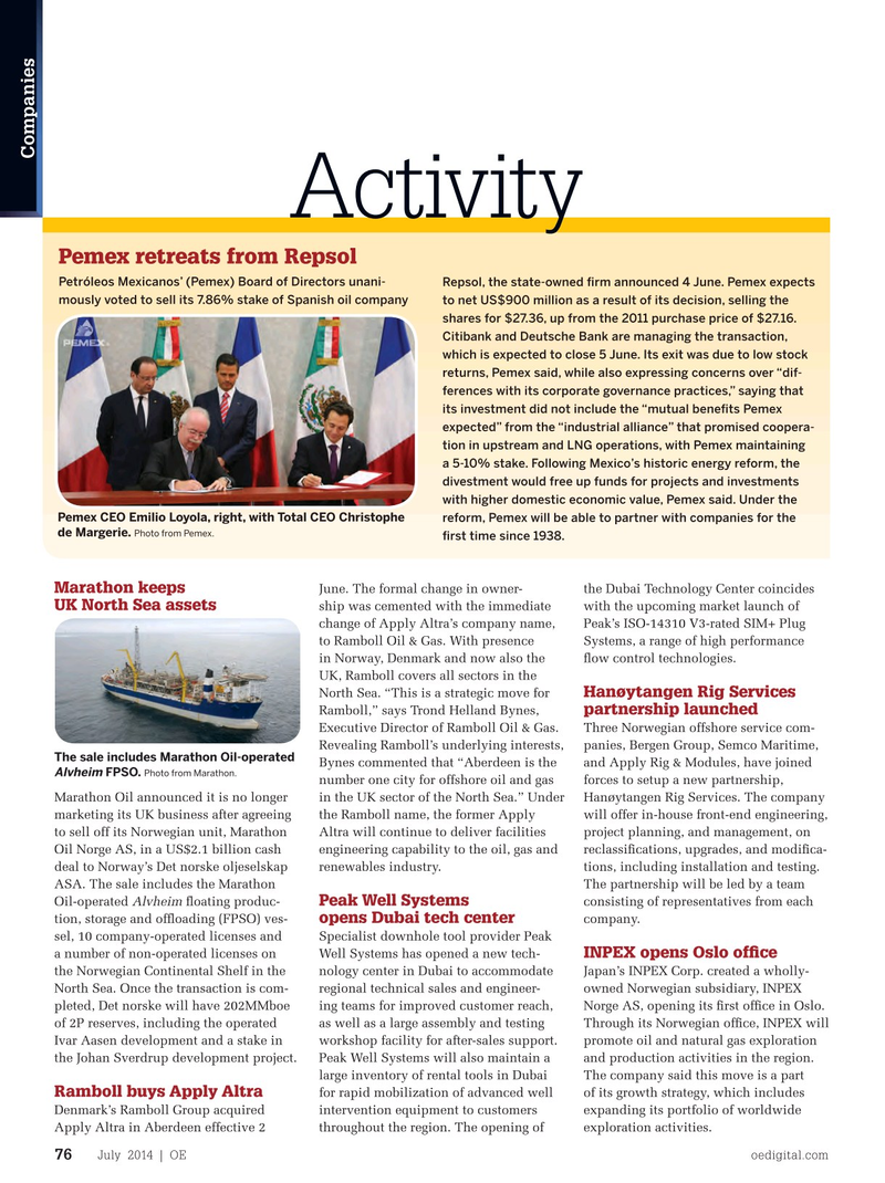 Offshore Engineer Magazine, page 74,  Jul 2014