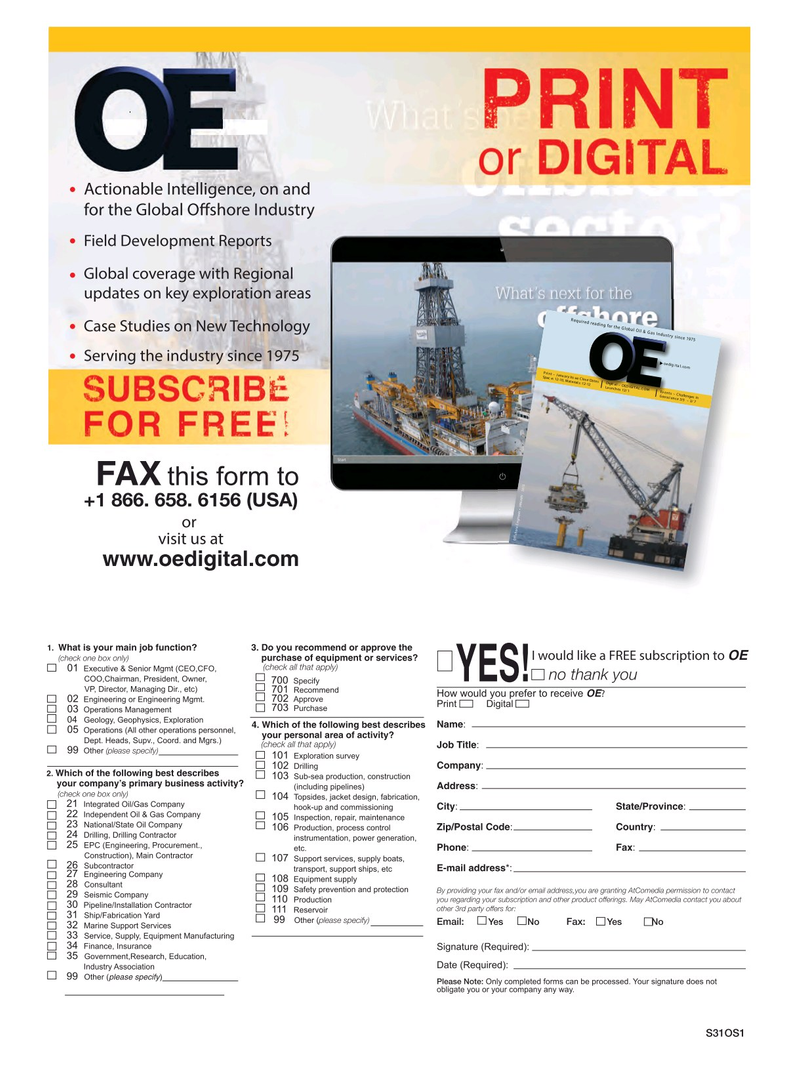 Offshore Engineer Magazine, page 115,  Aug 2014