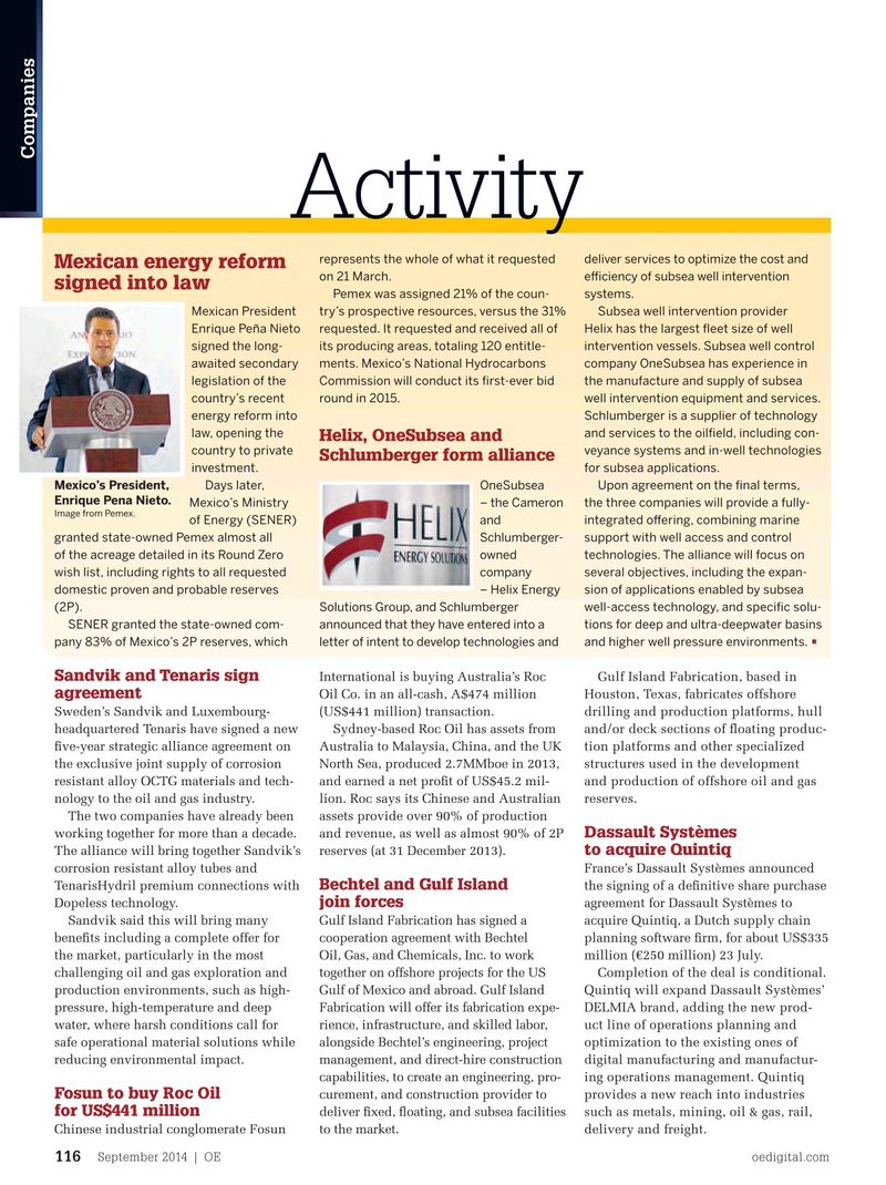 Offshore Engineer Magazine, page 114,  Sep 2014