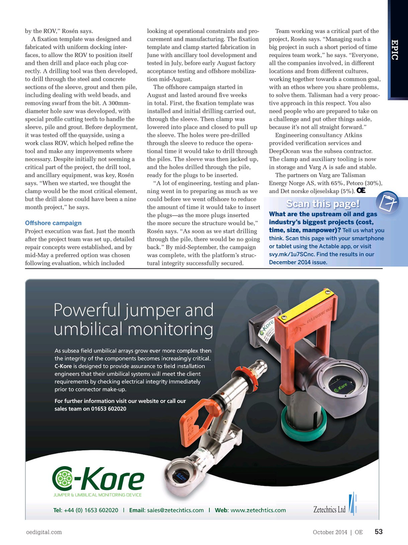 Offshore Engineer Magazine, page 51,  Oct 2014