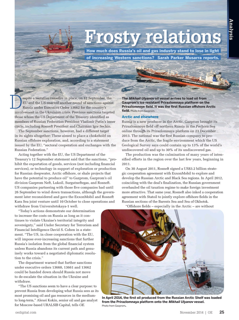 Offshore Engineer Magazine, page 23,  Nov 2014