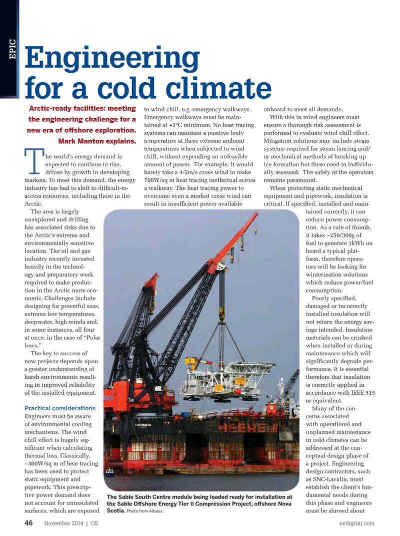 Offshore Engineer Magazine, page 44,  Nov 2014
