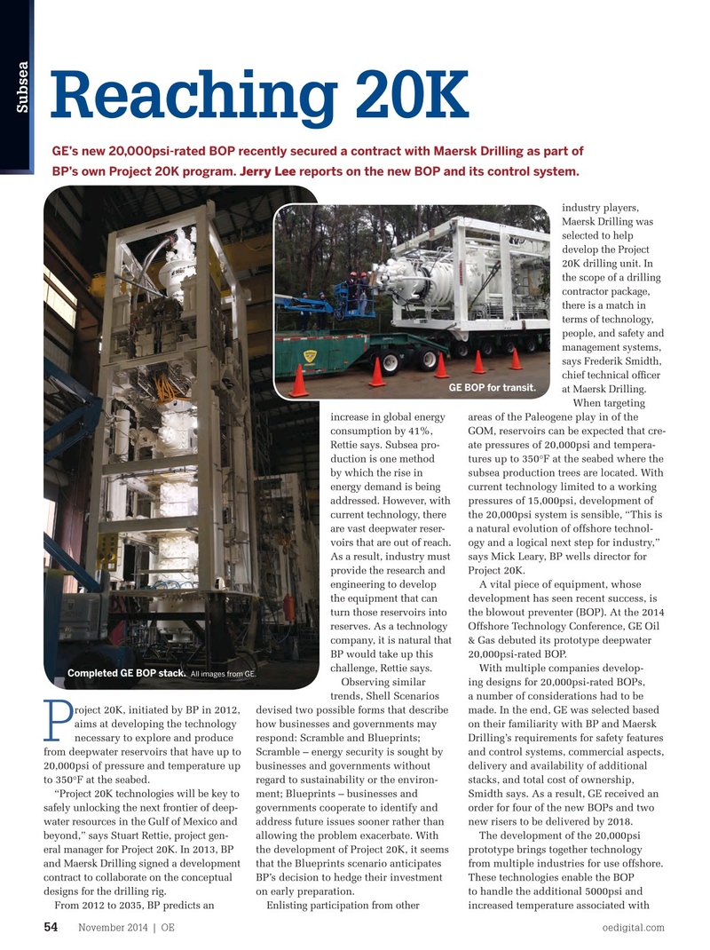 Offshore Engineer Magazine, page 52,  Nov 2014