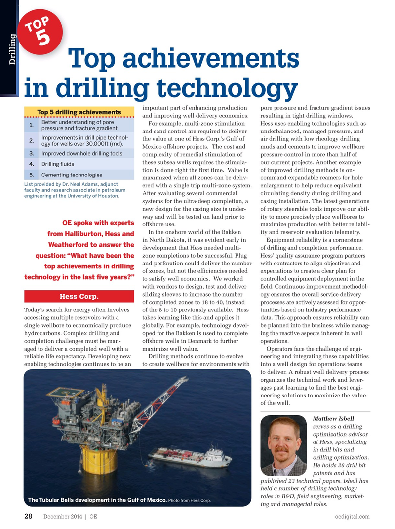 Offshore Engineer Magazine, page 26,  Dec 2014