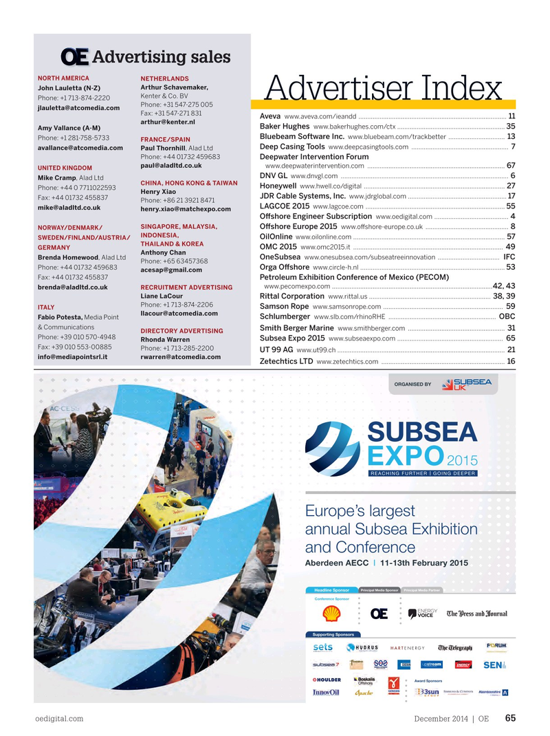 Offshore Engineer Magazine, page 63,  Dec 2014