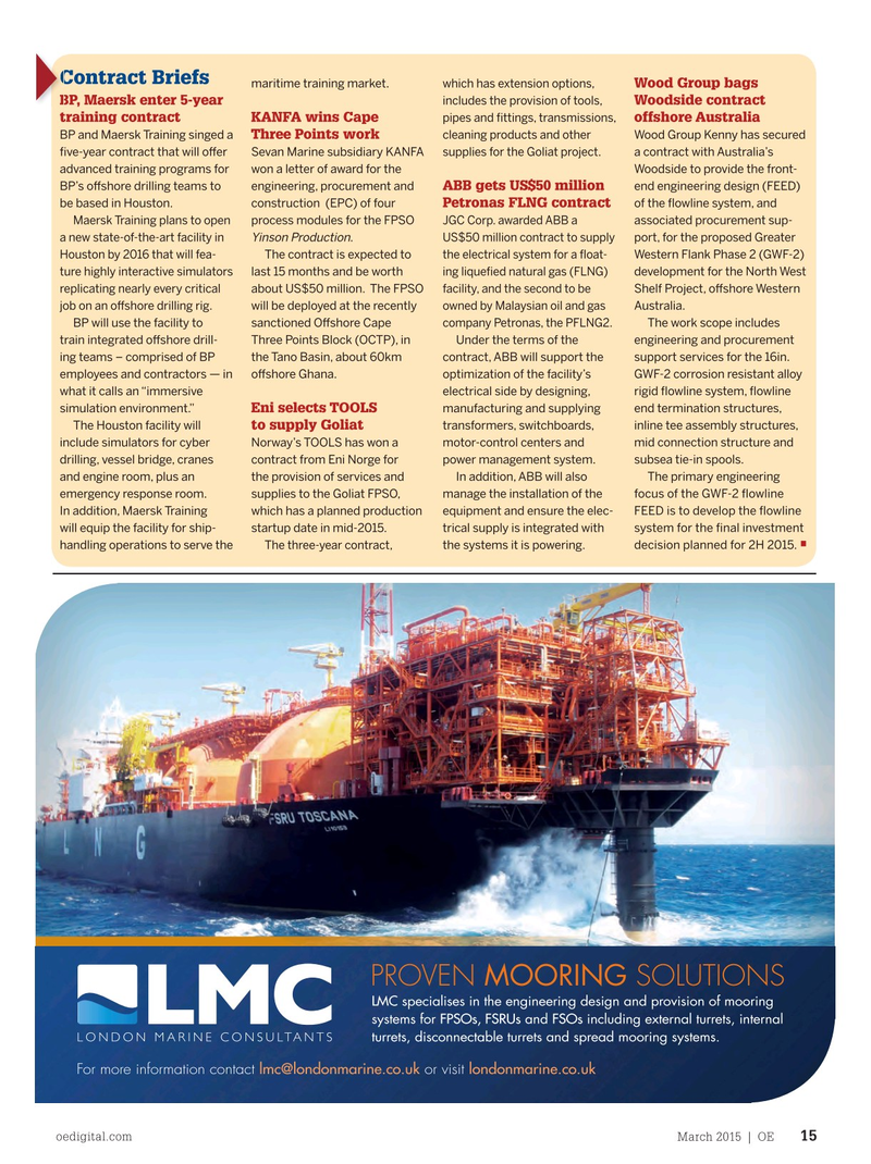 Offshore Engineer Magazine, page 13,  Mar 2015