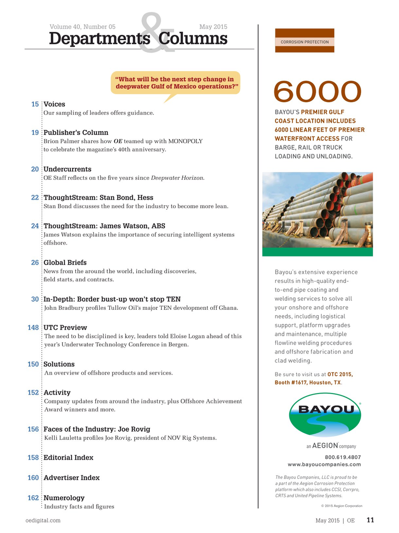Offshore Engineer Magazine, page 9,  May 2015
