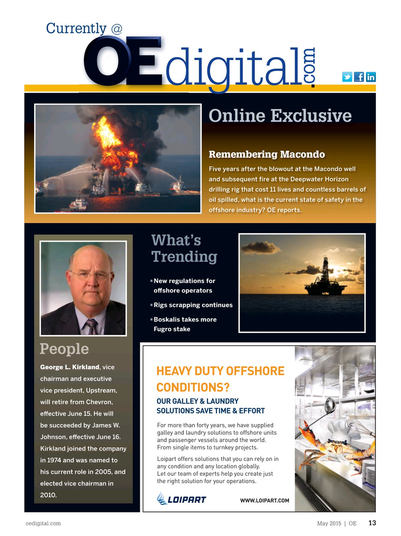 Offshore Engineer Magazine, page 11,  May 2015