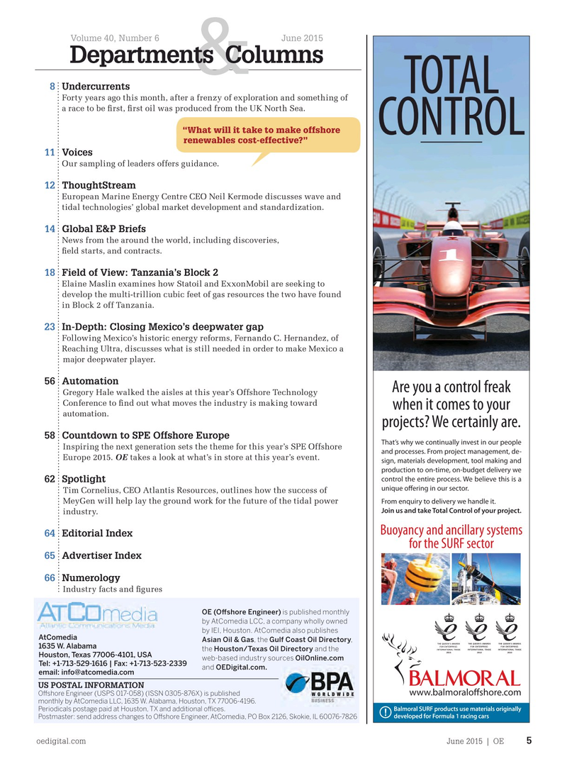Offshore Engineer Magazine, page 3,  Jun 2015