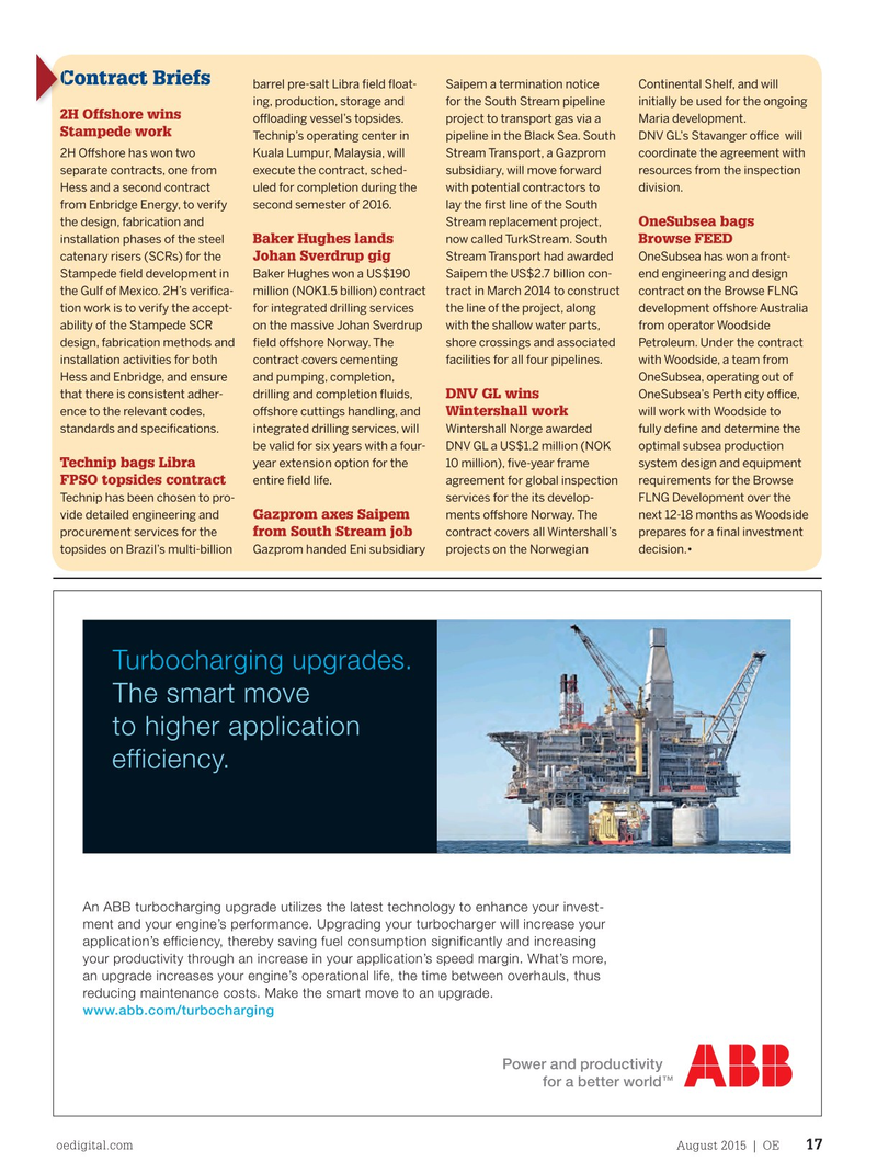 Offshore Engineer Magazine, page 15,  Aug 2015