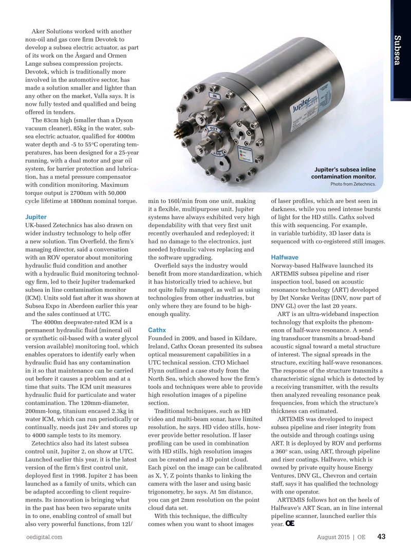 Offshore Engineer Magazine, page 41,  Aug 2015