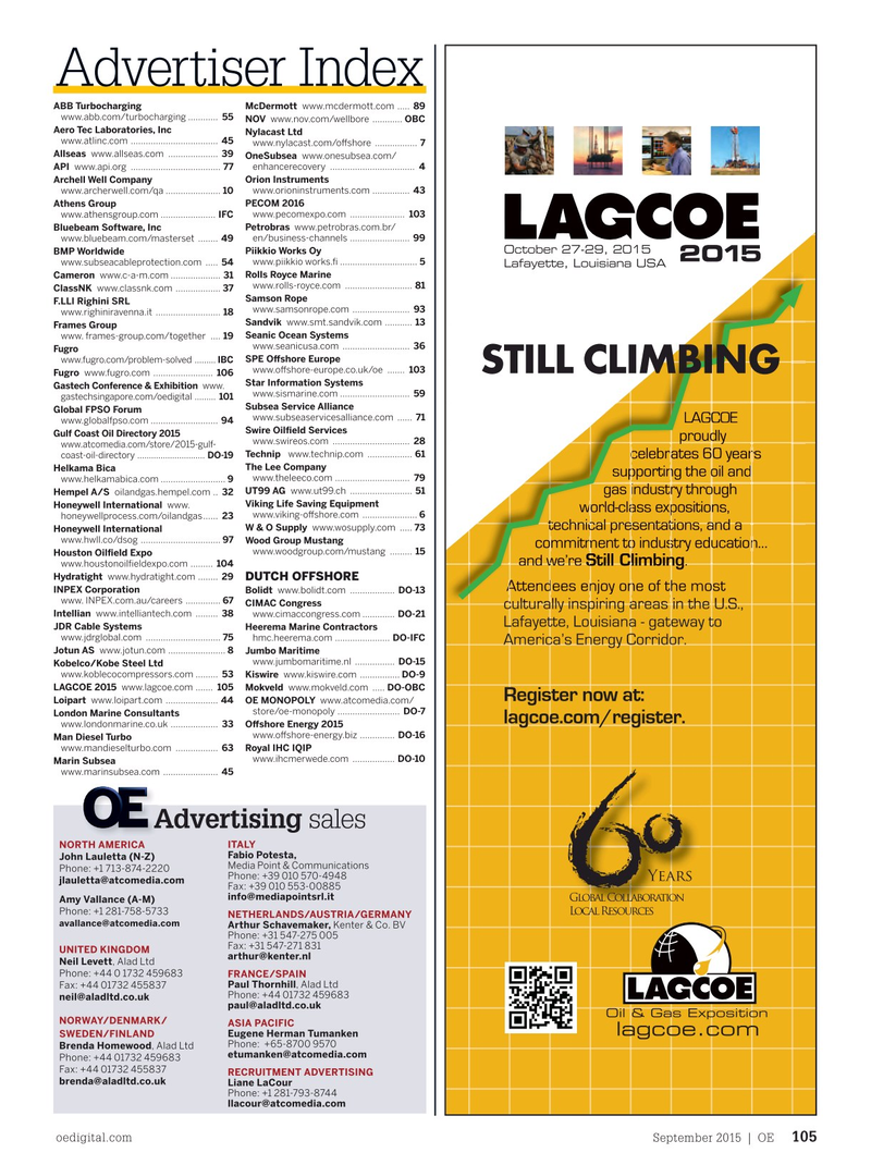 Offshore Engineer Magazine, page 127,  Sep 2015