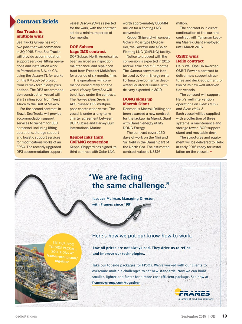 Offshore Engineer Magazine, page 17,  Sep 2015