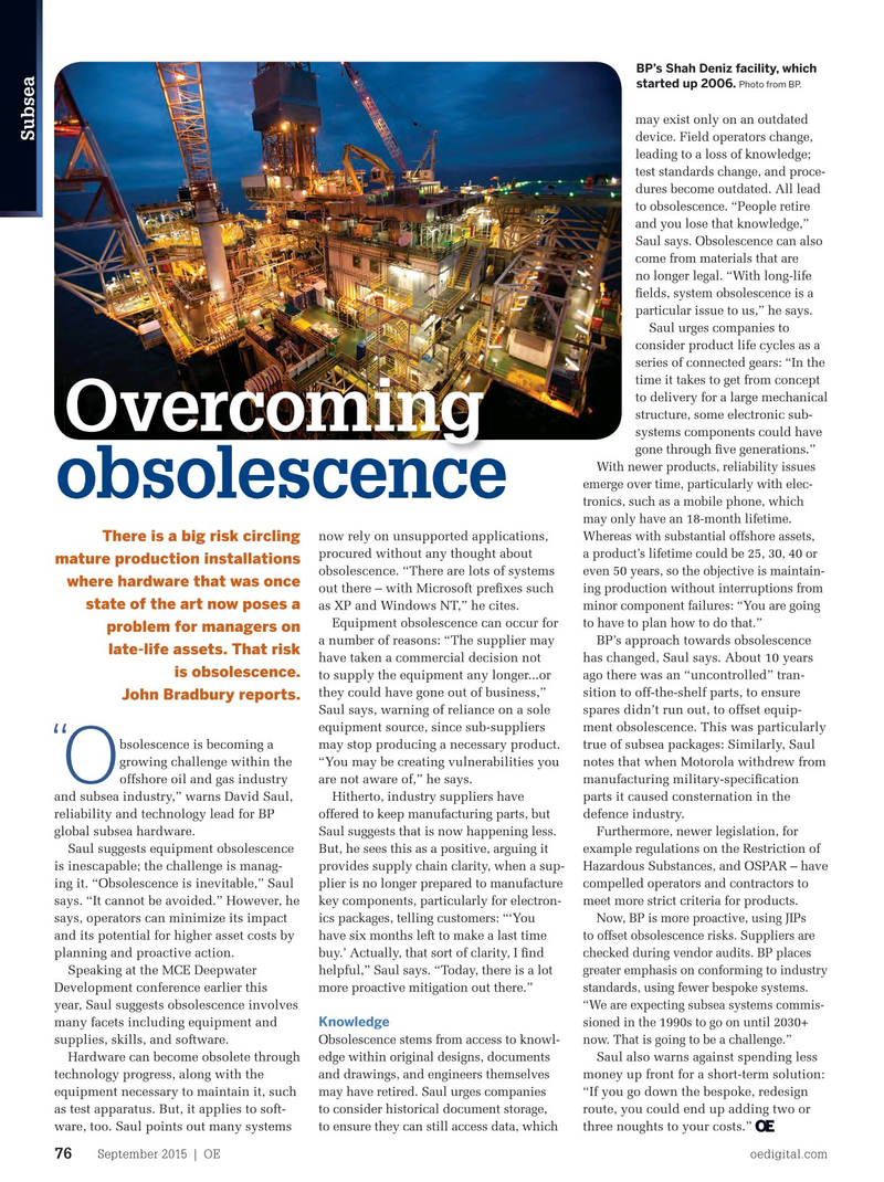 Offshore Engineer Magazine, page 74,  Sep 2015