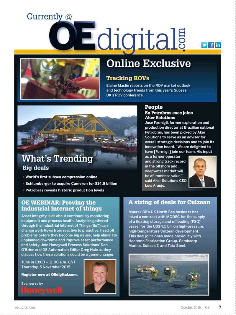 Offshore Engineer Magazine, page 5,  Oct 2015
