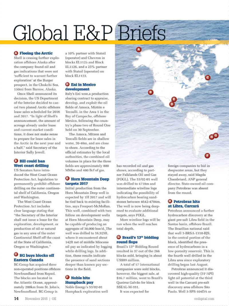 Offshore Engineer Magazine, page 12,  Nov 2015