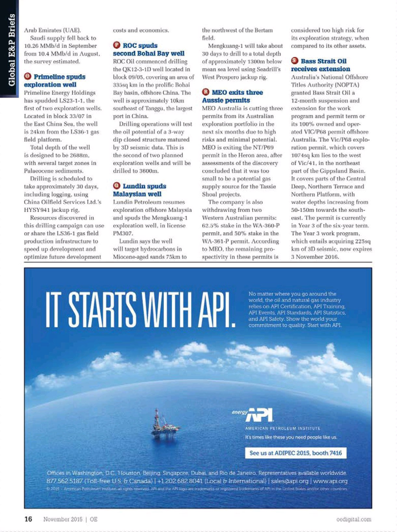 Offshore Engineer Magazine, page 14,  Nov 2015