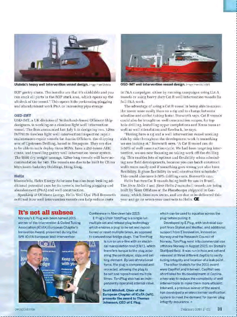 Offshore Engineer Magazine, page 29,  Feb 2016