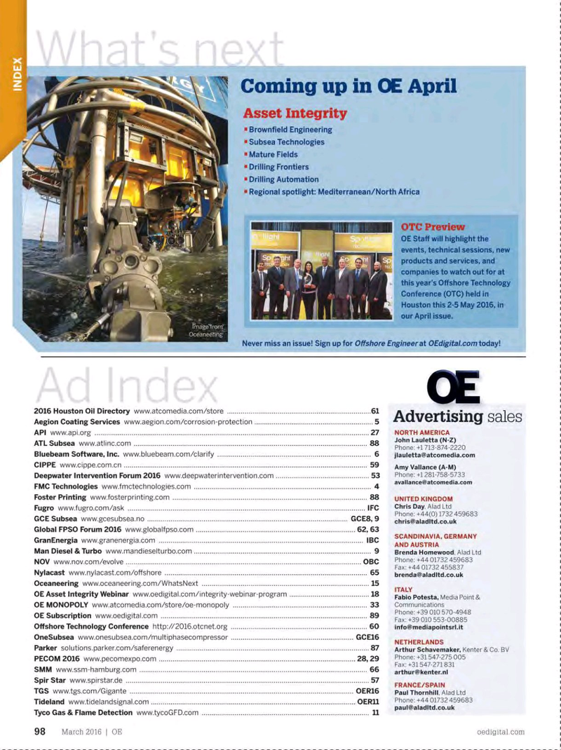 Offshore Engineer Magazine, page 96,  Mar 2016