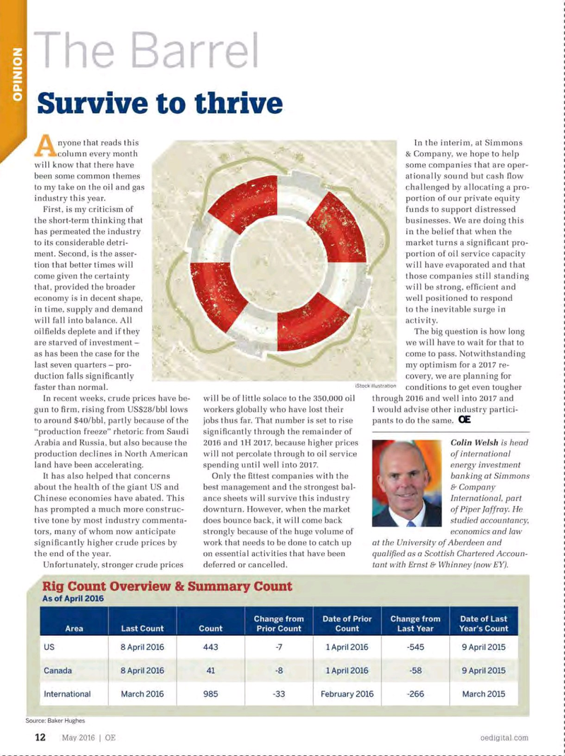 Offshore Engineer Magazine, page 10,  May 2016