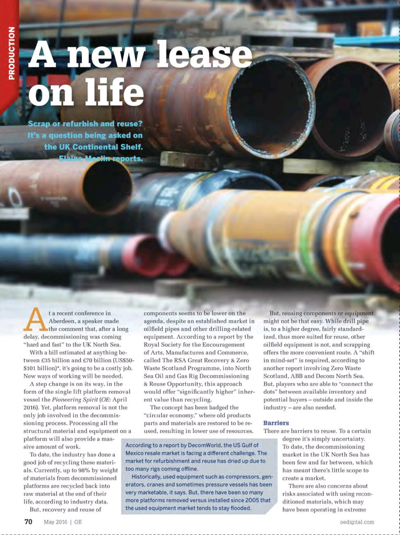 Offshore Engineer Magazine, page 68,  May 2016