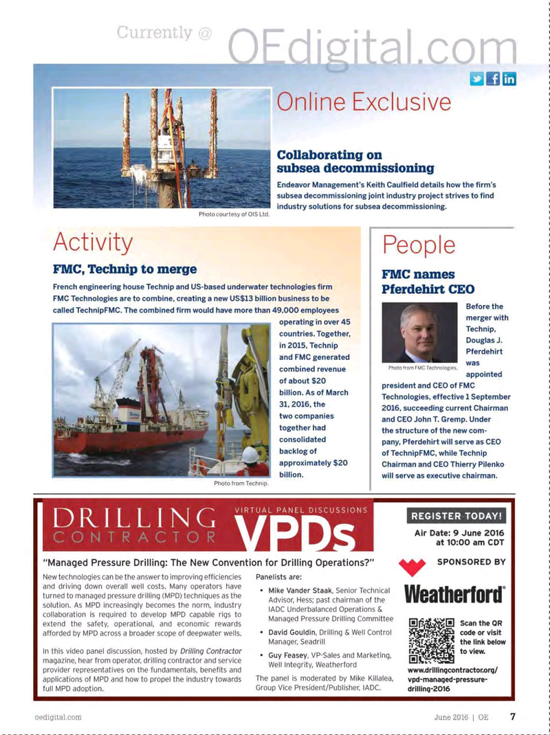 Offshore Engineer Magazine, page 5,  Jun 2016