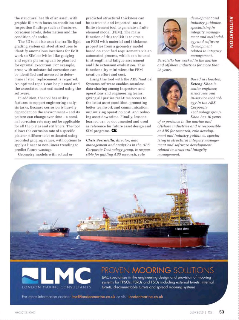 Offshore Engineer Magazine, page 51,  Jul 2016