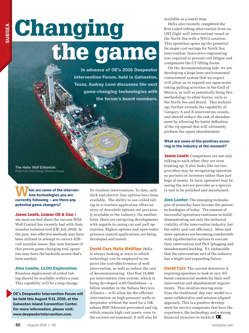 Offshore Engineer Magazine, page 38,  Aug 2016