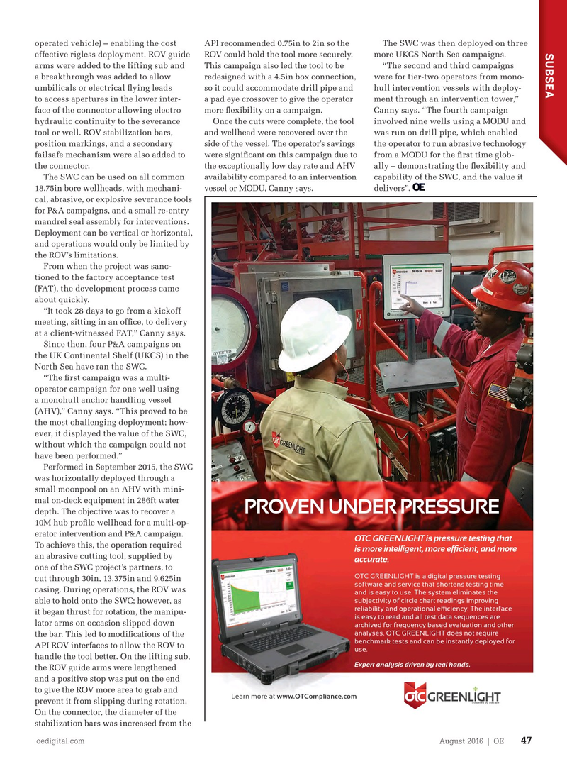 Offshore Engineer Magazine, page 45,  Aug 2016