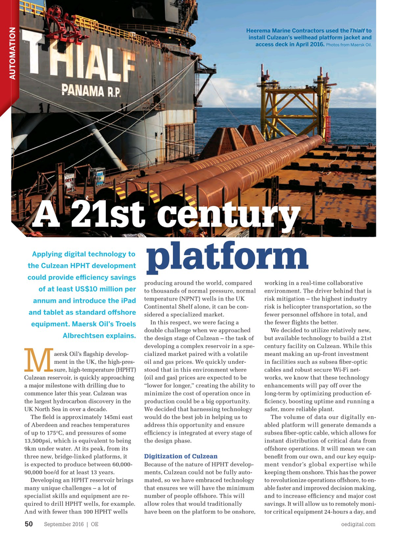 Offshore Engineer Magazine, page 48,  Sep 2016