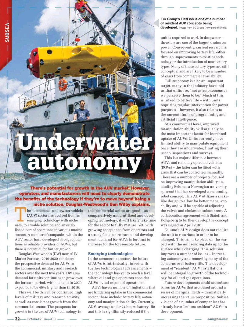 Offshore Engineer Magazine, page 30,  Oct 2016